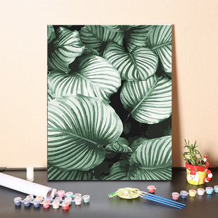 数字油画diy手工立体治愈绿植填充怒放生命填色手绘涂色油彩画画
