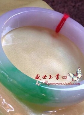 处理翡翠色手镯冰种阳绿紫罗兰春彩飘花女玉石手镯子高端捡漏送礼
