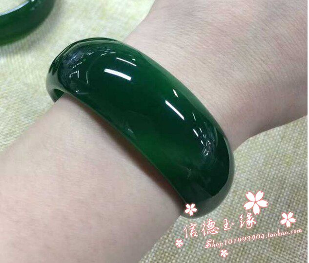 天然巴西玉髓玛瑙墨绿色手镯加宽手镯