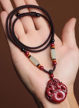 真品古风朱砂金钱双貔貅吊坠男女招财转运皮丘项链本命年护身平安