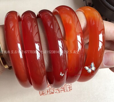 天然巴西红玛瑙证书手镯玉髓冰种