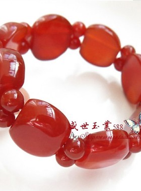 天然玛瑙手串红玉髓玛瑙石榴石女