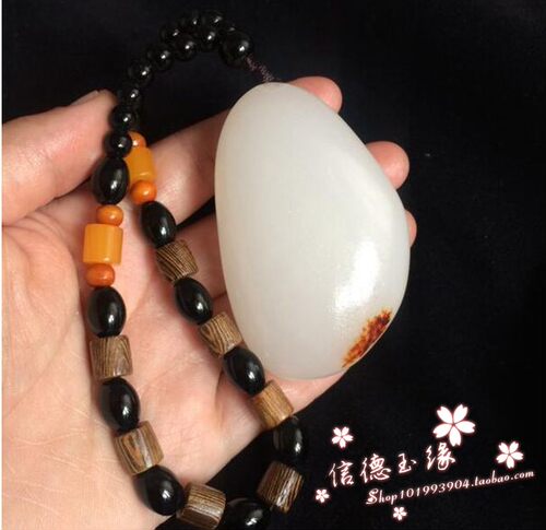 天然原石阿富汗白玉手把件玩件 原石随行细料挂件送爸爸礼物强身