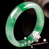 翡翠色玉石手镯玉镯子女款 珠宝玉冰种阳绿飘花石英岩送礼物百搭