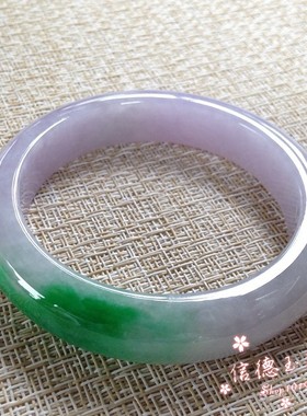 绿紫罗兰玉石手镯春带彩玉手镯女款镯子翡翠色玉石手镯简约女手镯