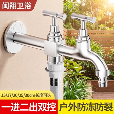 阳台拖把池一进二出双用双头龙头