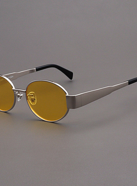 MOSCOT LEMTOSH太阳镜男夜视黄色眼镜金属银框椭圆形复古墨镜女款