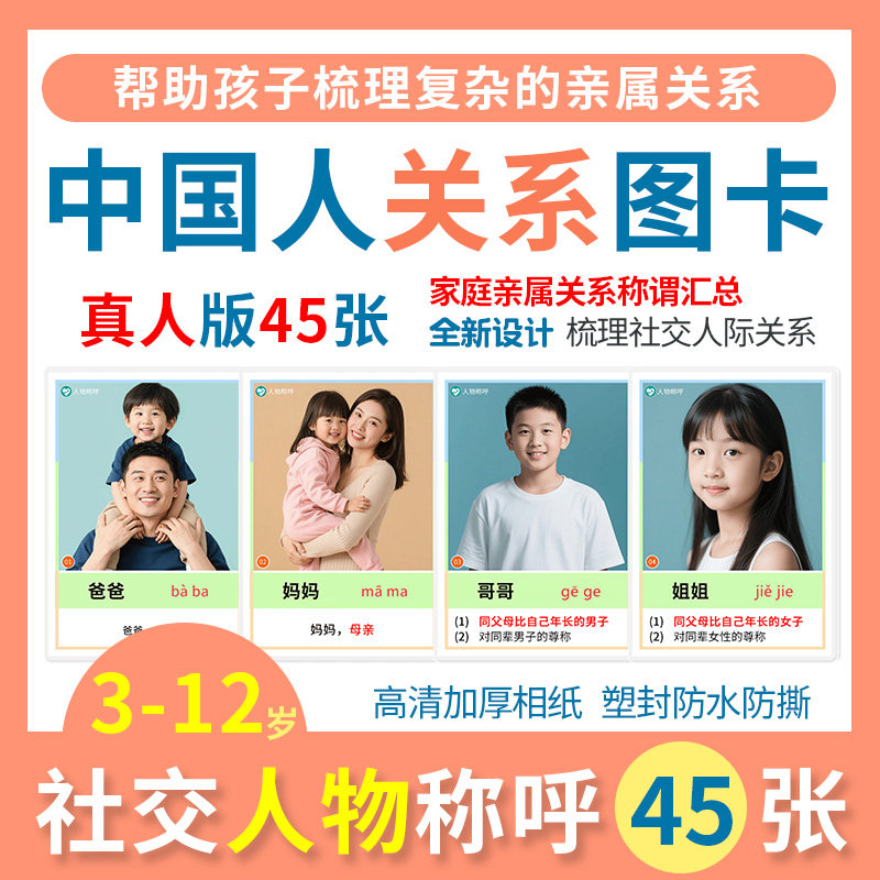 社交人物称呼亲属关系称谓训练卡