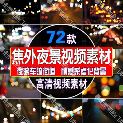 夜景深夜夜晚车流街道虚化背景素材情感主播网红直播间绿幕视频