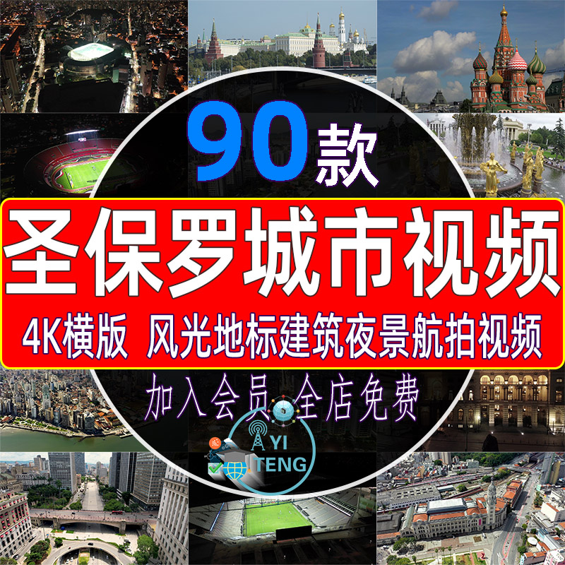 巴西圣保罗城市短视频地标建筑交通车流夜景航拍延时高清风光素材