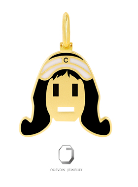 冰滴珠宝 OUSVOW CITY 18k金珐琅‘Tennis girl’网球女孩吊坠