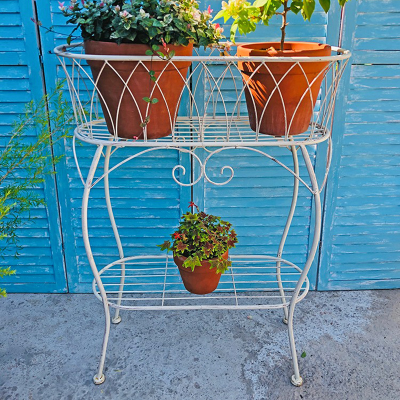 阳台双层铁艺花架置物架户外庭院