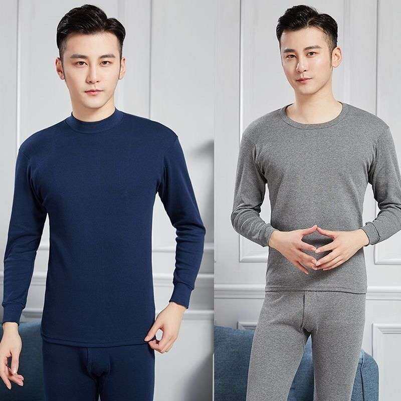 통관 순면 남성 가을 옷과 긴 바지 세트 젊은 남성 라운드 넥 면 스웨터 얇은 가을 겨울 열 속옷