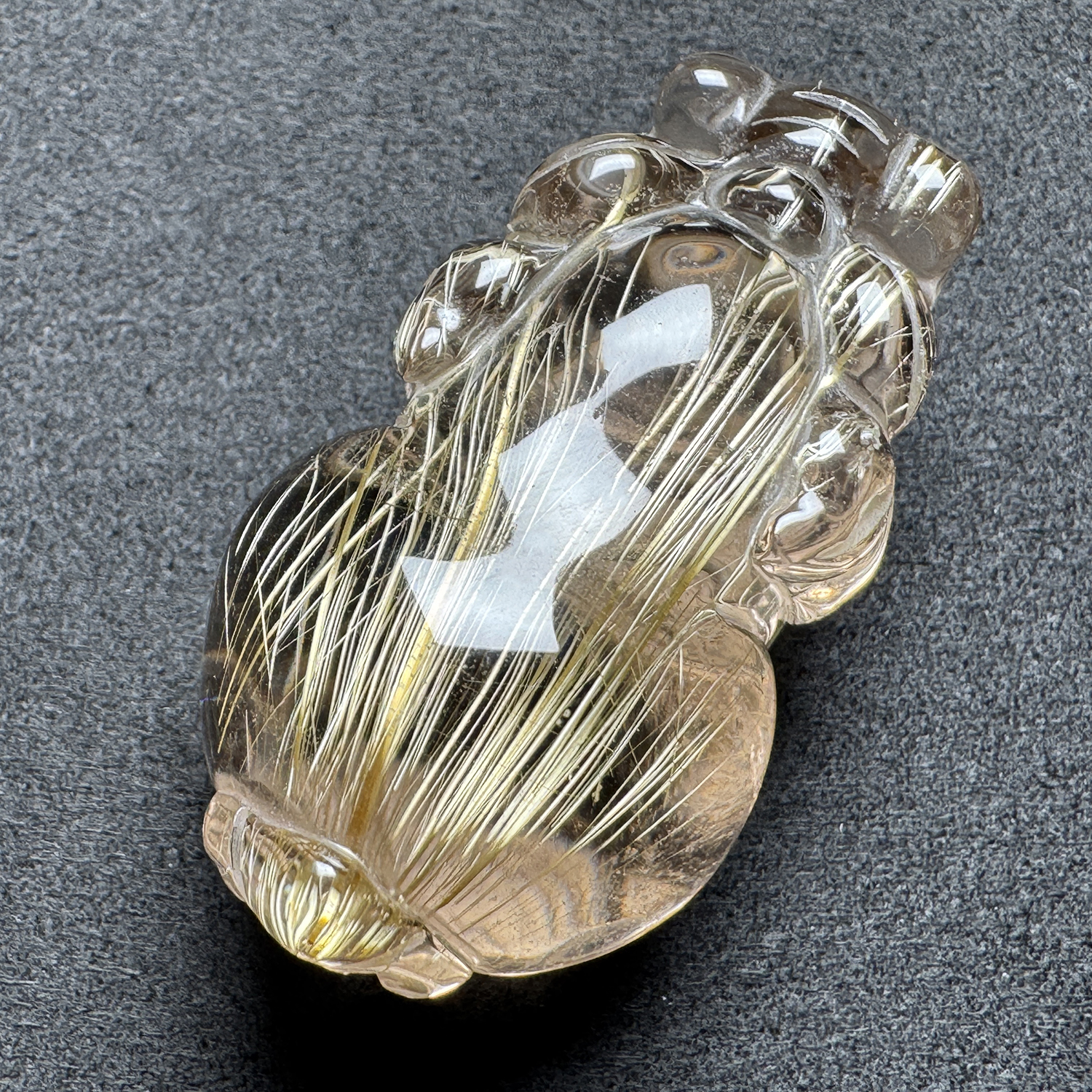 天然水晶金黄发晶钛晶顺发招财貔貅龙龟吊坠男女项链手工雕刻挂件