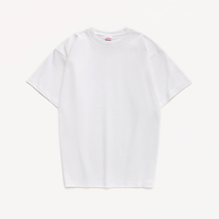 【小白家】夏日系重磅厚实不透纯棉白色短袖圆领t恤女男情侣大码