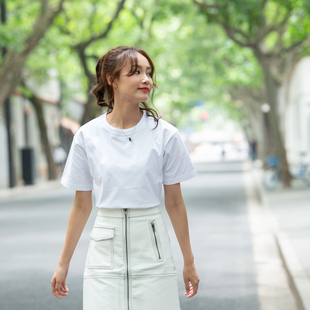 【小白家】纯白色重磅不透纯棉短袖圆领t恤男女全棉纯色厚实打底T