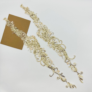 长条亮片对花网纱刺绣布贴蕾丝婚纱演出衣服裙装饰辅料手工DIY