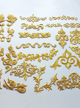 金银花纹刺绣贴 古装戏曲民族COS装绣花贴祥云布贴补丁贴多款式