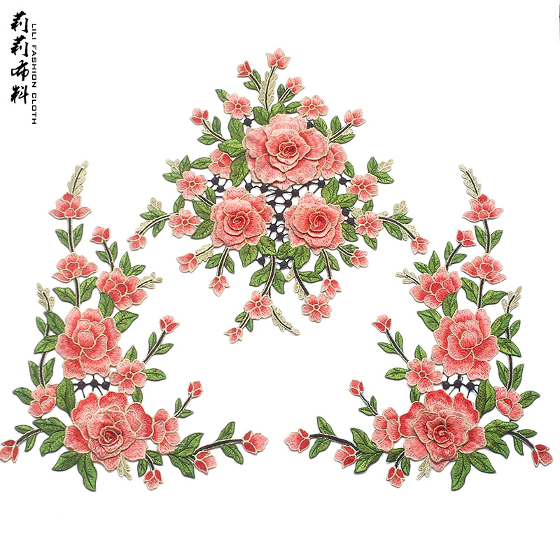 刺绣立体牡丹刺绣花朵布贴