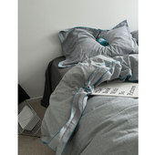 breton stripes 格雷系密拷条纹水洗色织床单四件套全棉被套床笠