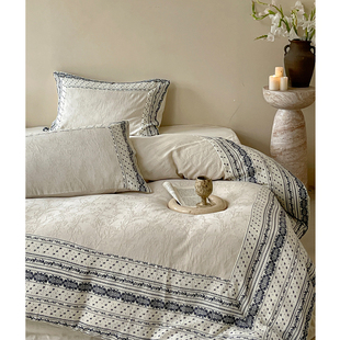 威廉古堡/classical英式大提花全棉床单四件套棉麻被套床笠被套