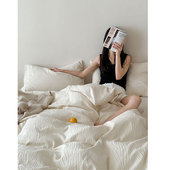 美式 尼尔斯 观点 高级感60支奶油白提花树纹全棉床单四件套被套