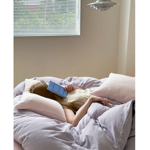 艾丽莎在巴黎/ins双层纱四件套透气全棉皱皱纱被套清爽水洗棉床单