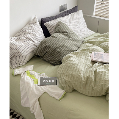 水波纹水洗棉床单四件套