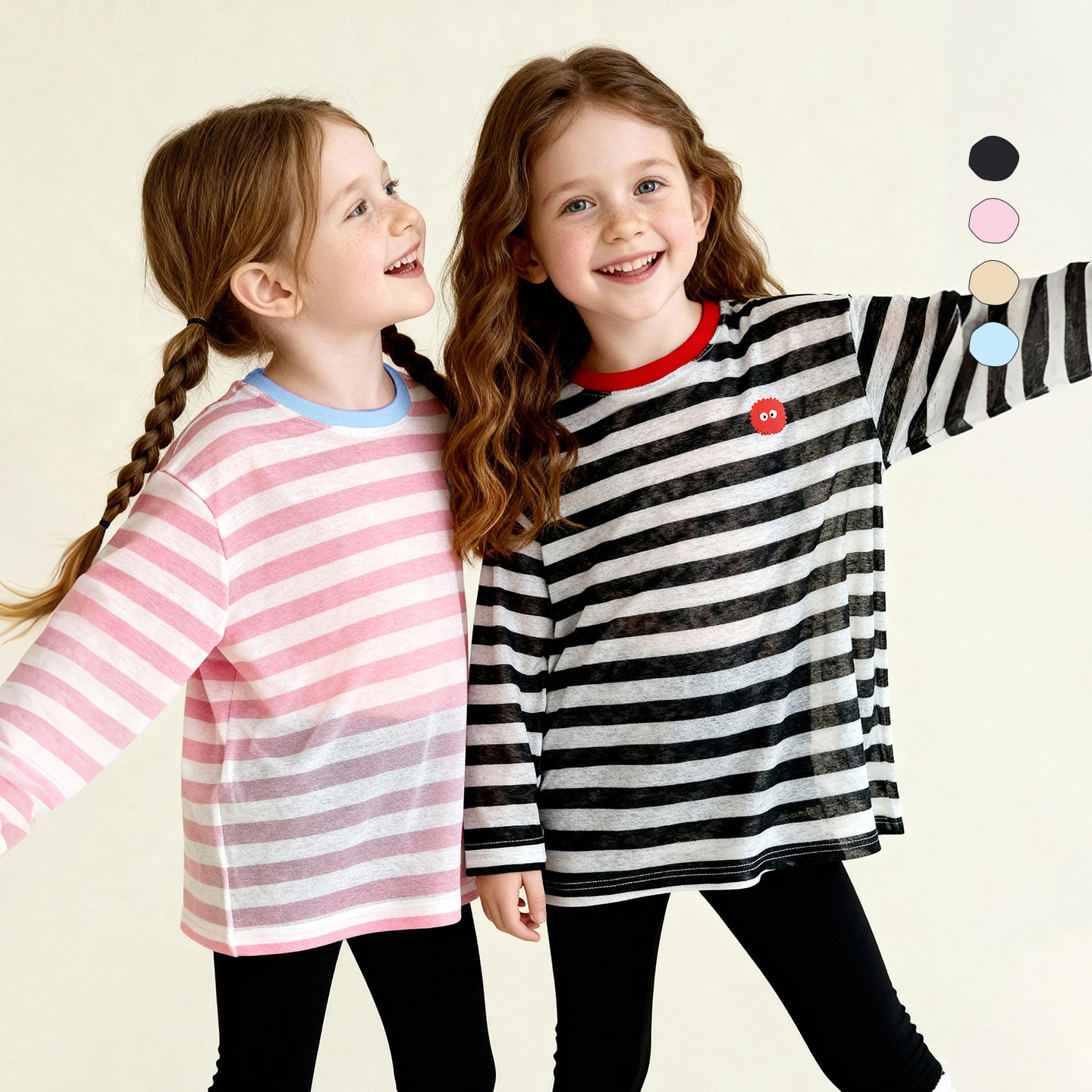 Amila女童条纹T恤春秋款儿童宝宝长袖上衣薄款小女孩防晒罩衣宽松