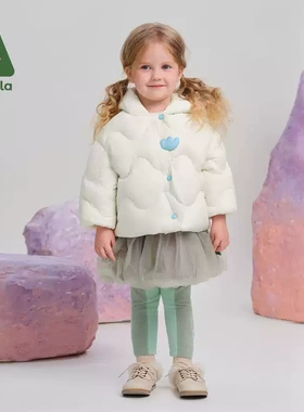 Amila女童轻薄三防羽绒服连帽儿童宝宝白鸭绒保暖外套小女孩洋气