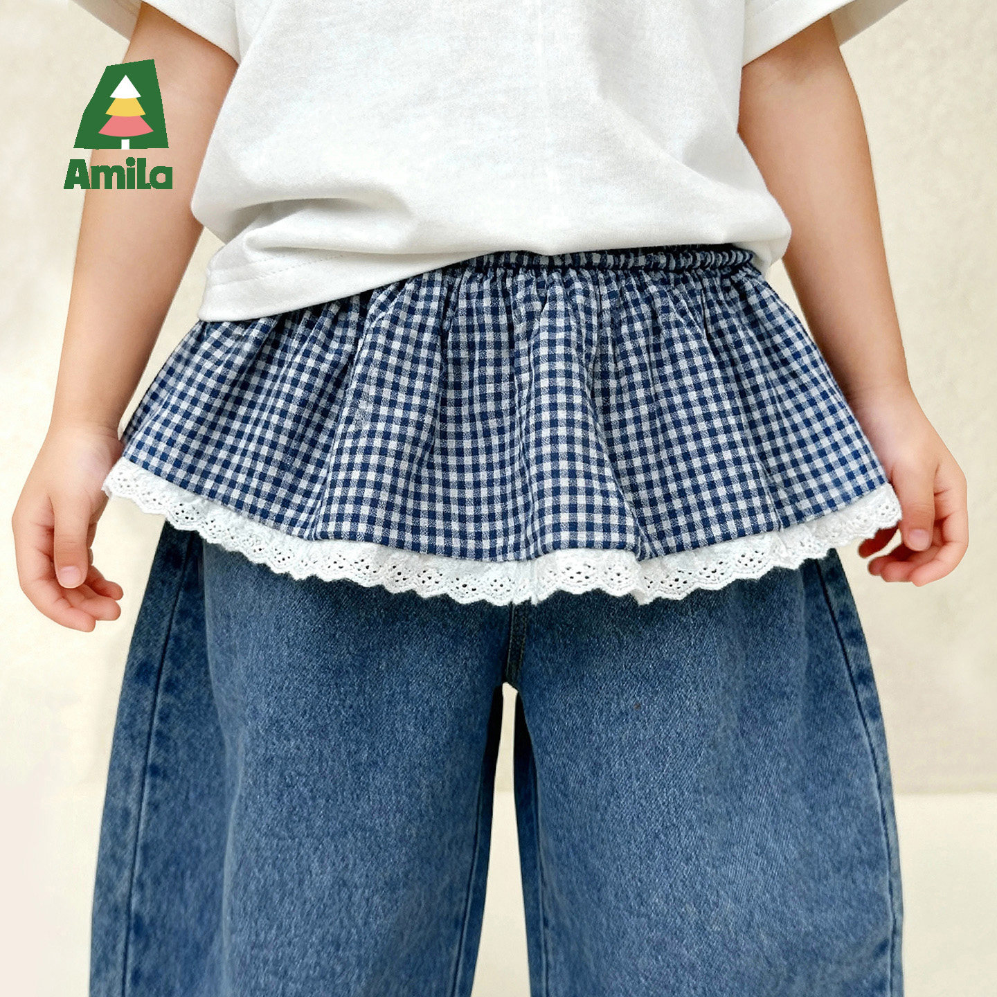 Amila女童格子屁帘短裙春秋款儿童宝宝蕾丝遮胯半身裙小女孩洋气,童装/婴儿装/亲子装,半身裙,淘宝优惠券,粉丝福利购,淘宝优惠卷