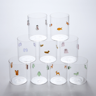创意玻璃杯ins风可爱卡通图案