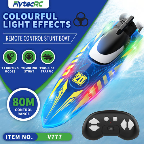 V777 Electric Stunt 80M Luminous Mini RC Stunt Boat Adult