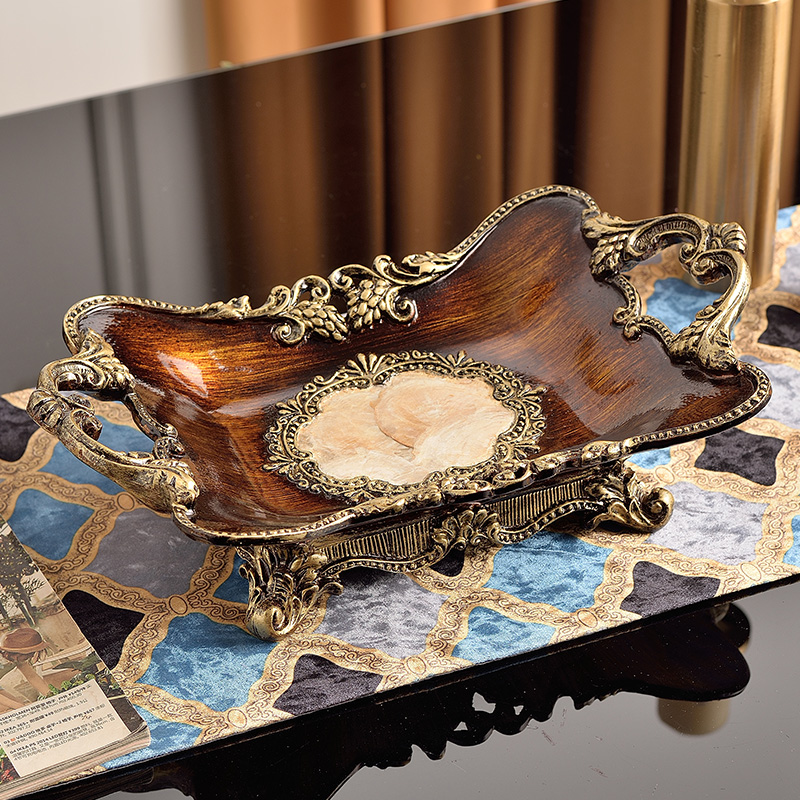 北欧式贝壳工艺复古水果盘家用客厅茶几创意装饰摆件奢华高档树脂