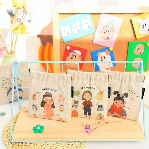 Оригинальный японский шоппер, кошелек, маленькая сумка через плечо, милые монеты, из хлопка и льна