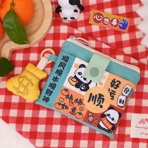 新品原创布艺个性祝福语小钱包
