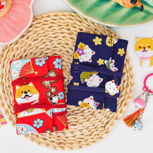 日系和风棉麻大容量卡包女手工复古小清新银行卡套包小巧卡片包