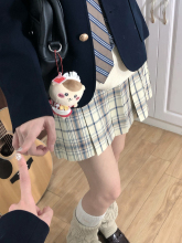 星星抱月球jk制服格裙日系成品布 tr校供感清新浅格半身裙女 丘丘