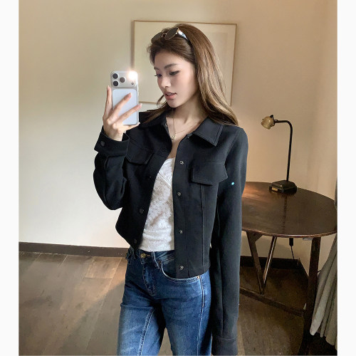2026秋季新款黑色修身显瘦复古夹克上衣百搭休闲ins外套女
