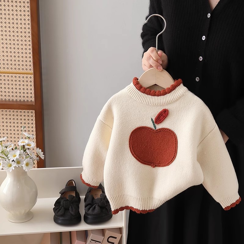 秋冬新款女童一体羊羔绒毛衣