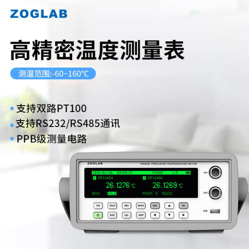 ZOGLAB佐格TM1000高精度温度测量表支持双路PT100/串口USB通讯
