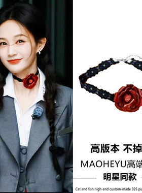 红花花朵蕾丝choker项圈