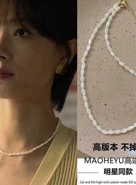 米粒玫瑰的故事天然白色项链