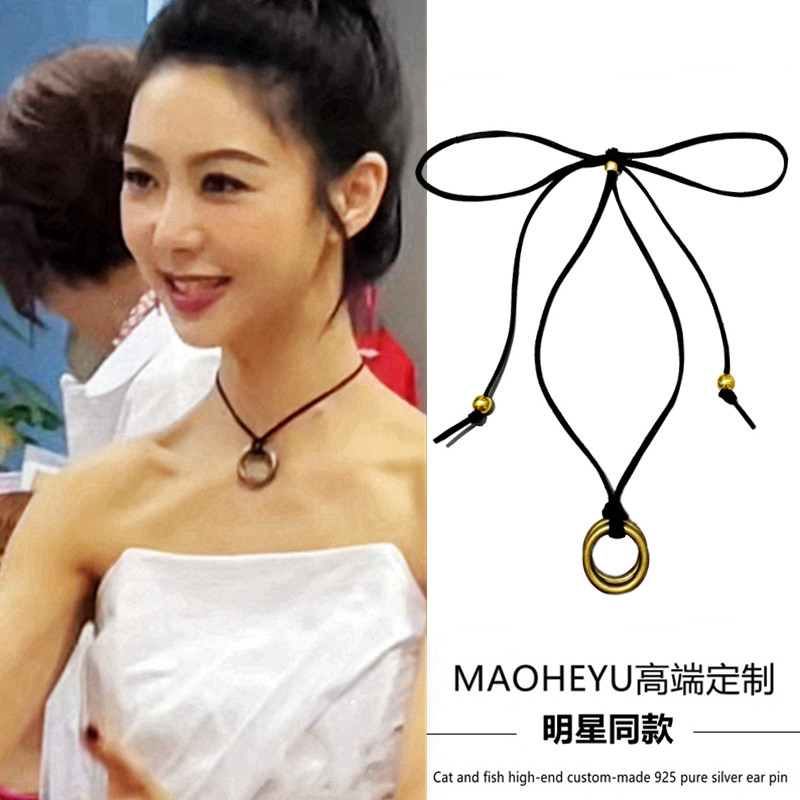 薛凯琪同款几何圆圈choker项圈女颈链小众设计锁骨链秋冬毛衣链潮