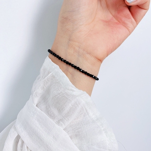 天然黑曜石水晶手链男女士ins小众设计高级简约转运2023新款潮