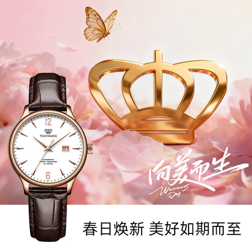 天王昆仑系列时尚简约女士机械表