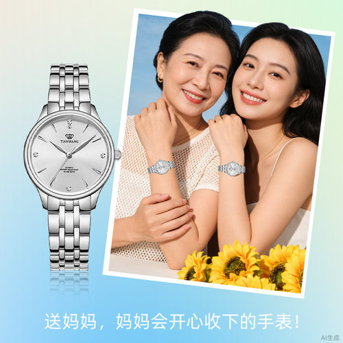 天王气质防水石英女手表31314生日礼物送妈妈