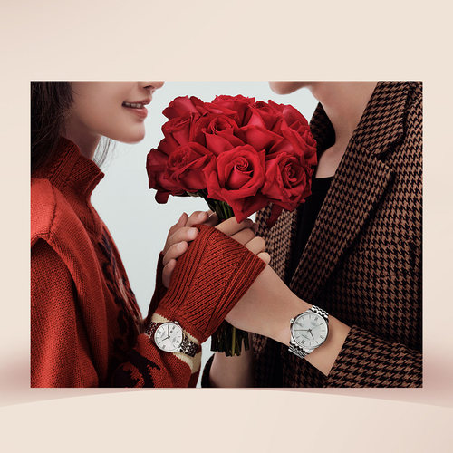 天王恒隽系列大表盘机械情侣表