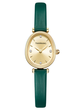 天王表石英迷你小表盘手表女轻奢小众金色小绿表31341蛇形手表