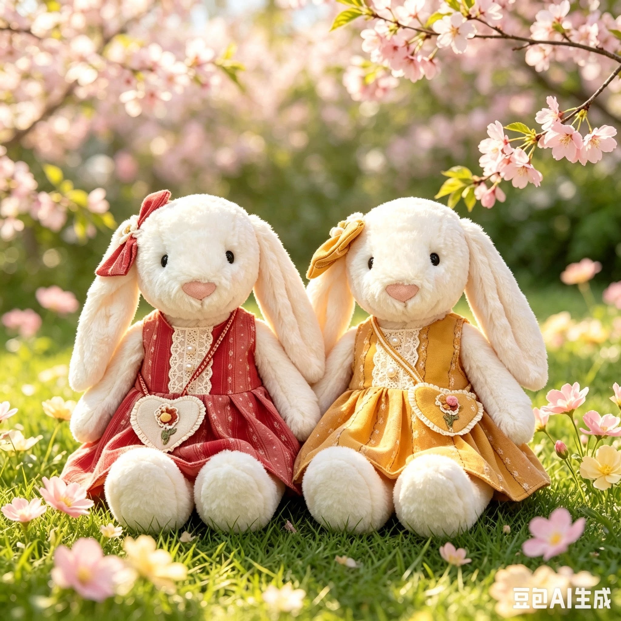 中号害羞邦尼兔玩偶衣服30cm伽百利兔子花布邦尼兔娃衣连衣裙着替图片